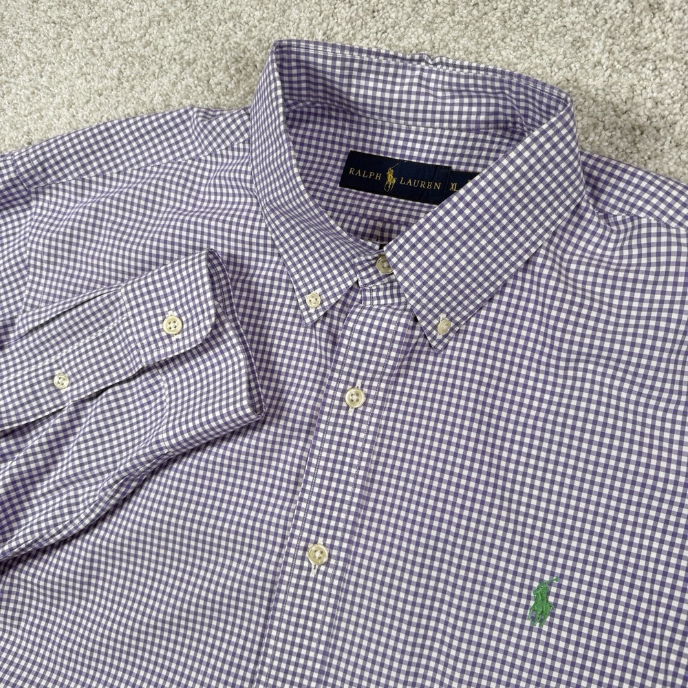 Polo Ralph Lauren L/S Oxford Button Front Shirt Men's XL Gingham Check - Picture 2 of 6